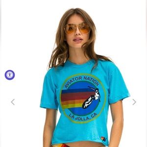 Aviator Nation Women’s Neon Blue La Jolla Destination Boyfriend Tee size XS